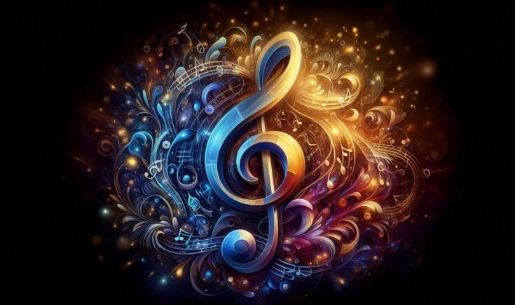 plakat z motywem muzycznym